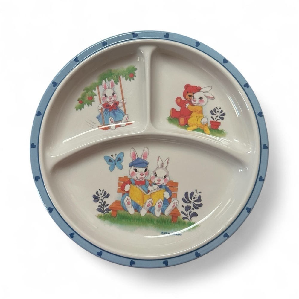 Pfaltzgraff Selendia Melamine Plate Bunny Easter Gift Basket Child’s Divided 8”